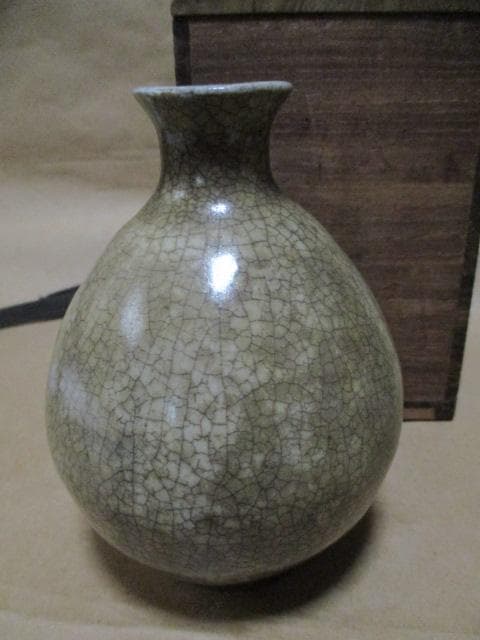 李朝　堅手の徳利　古箱付き　S15-3