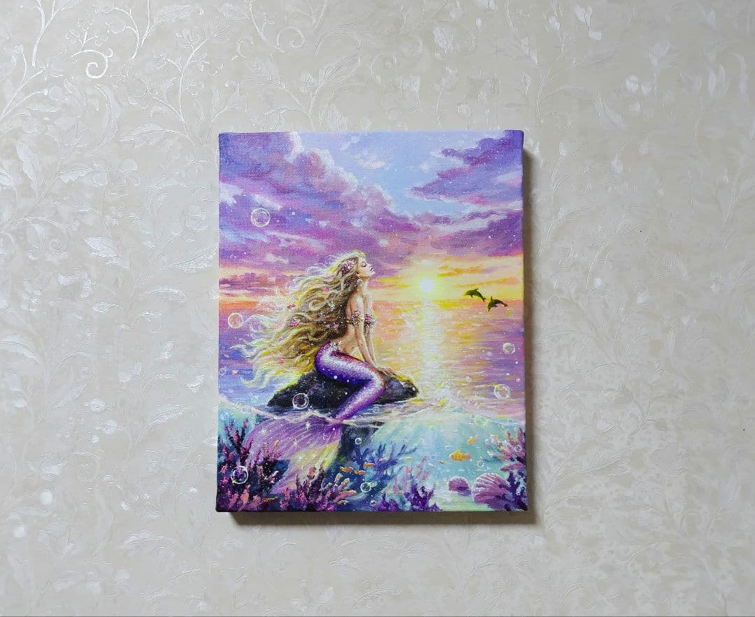 【陽を浴びて】アクリル画 F3 風景画 絵画