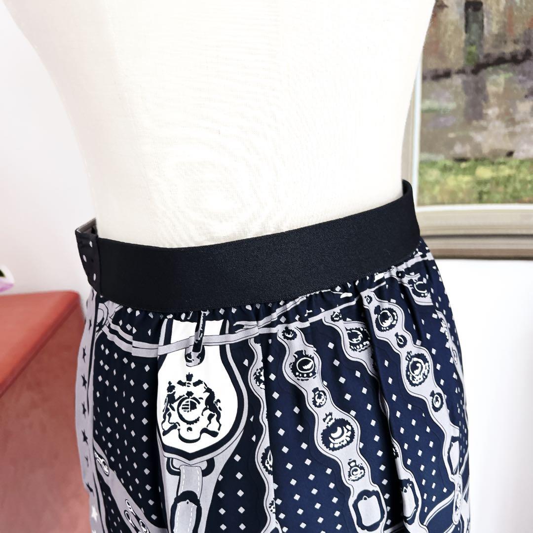 極美品　HERMES エルメス　シルク　スカート　宮廷の馬具　バンダナ