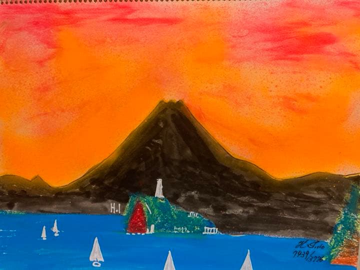 幻想絵画、空飛ぶ画家糸川裕志の富士山曼荼羅図富嶽三十六景の画帳