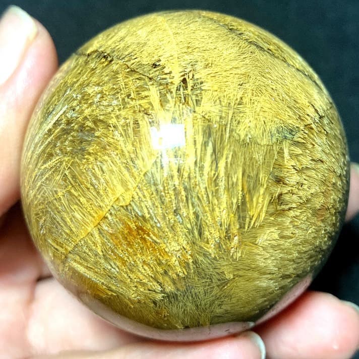 50mm ゴールドルチルクォーツ　丸玉　スフィア　金針水晶