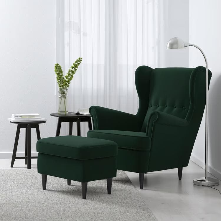 【IKEA ストランドモン アームチェア ＋ オットマン セット】グリーン