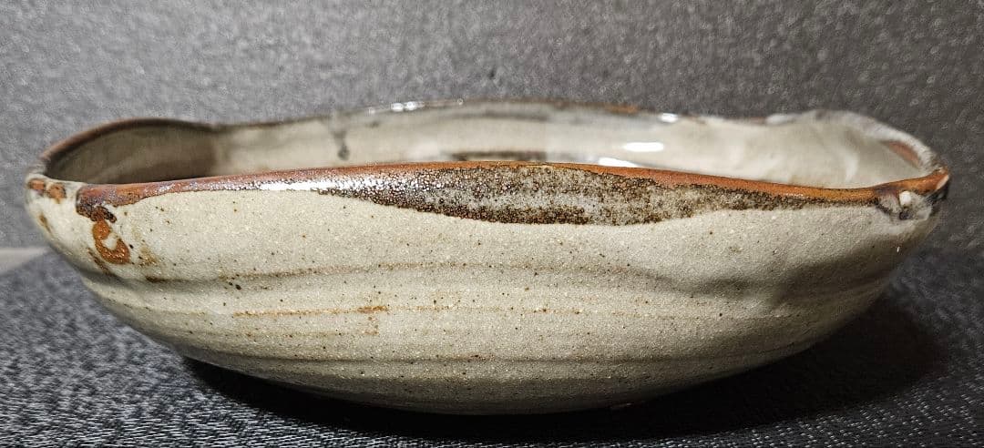 唐津焼　武造　絵唐津　鉄絵　草花図　四方隅切　大鉢　菓子鉢　盛り鉢　茶道具　共箱