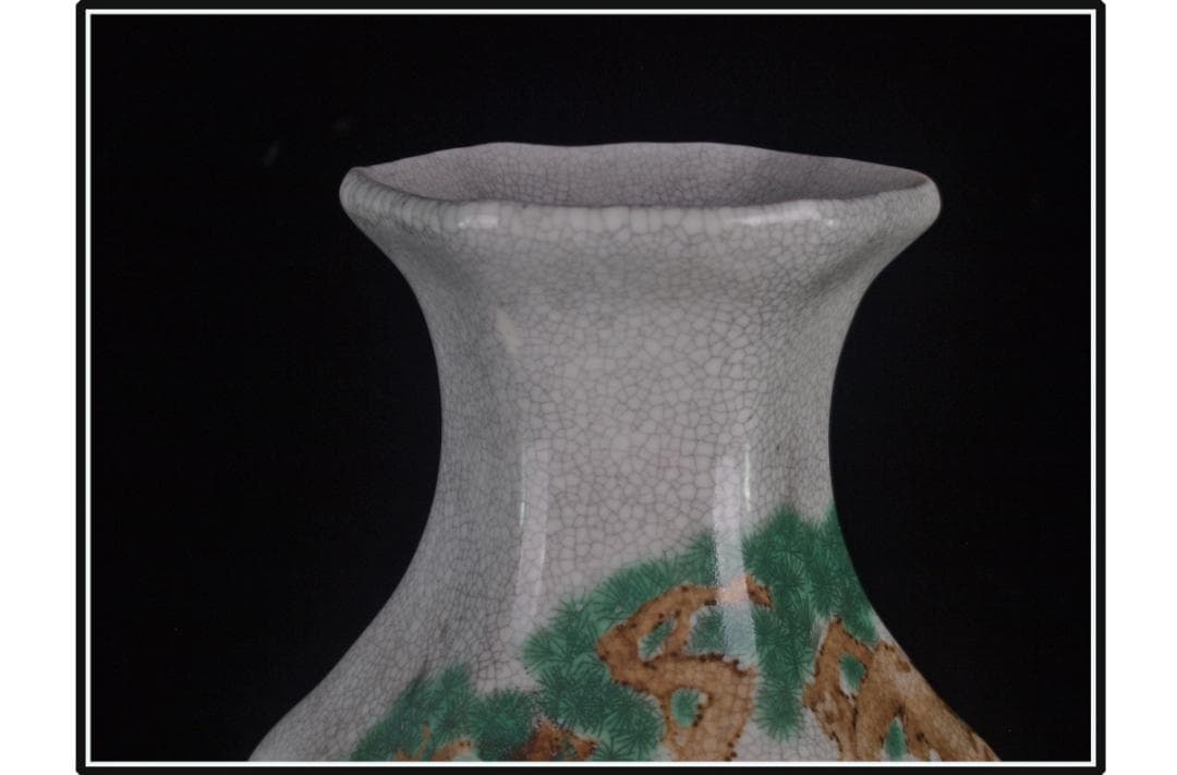 中国 清時代　在銘手描き花瓶 美術品　激安骨董品 DE982B12-5