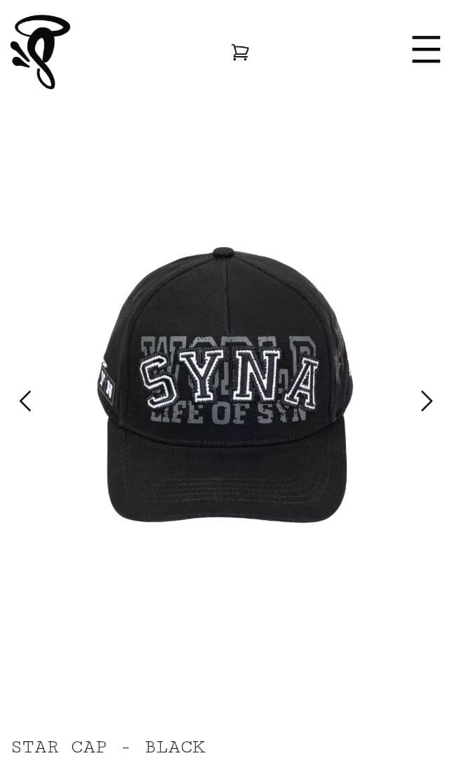 syna world STAR CAP BLACK キャップ