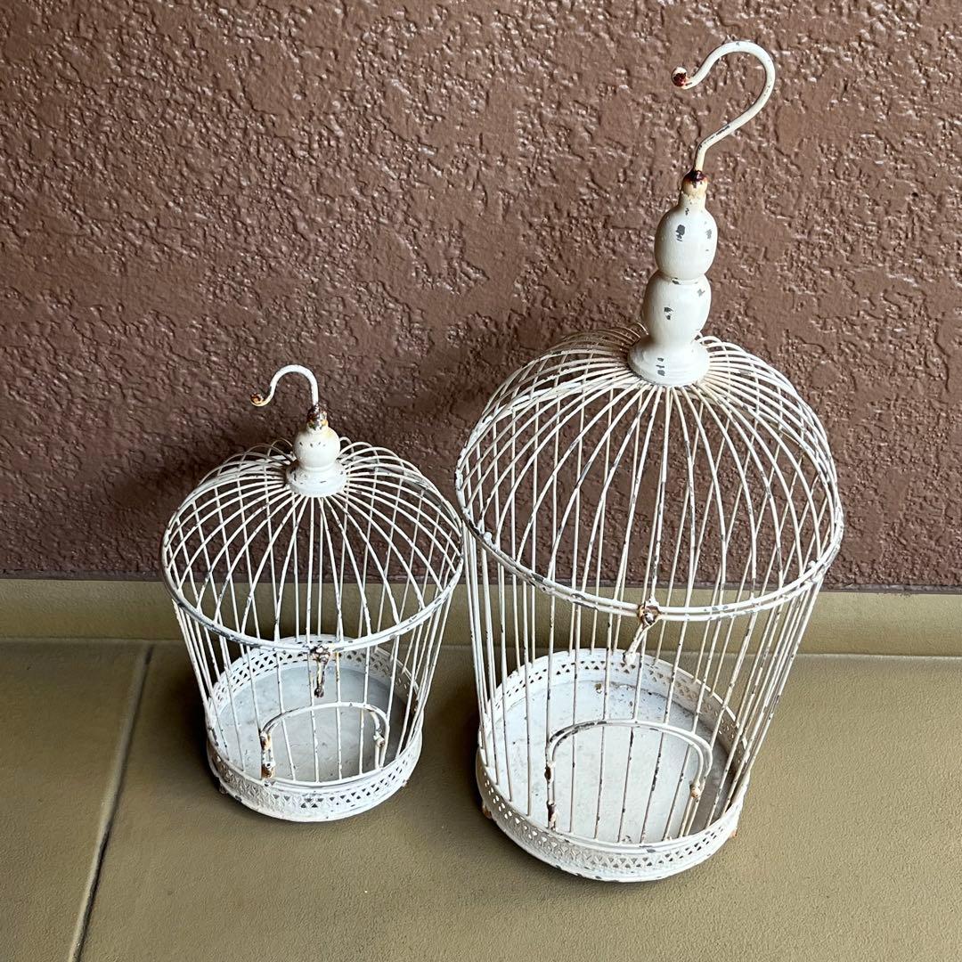 フレンチカントリー　シャビーシック　アンティーク調　バードケージ　鳥籠　大小