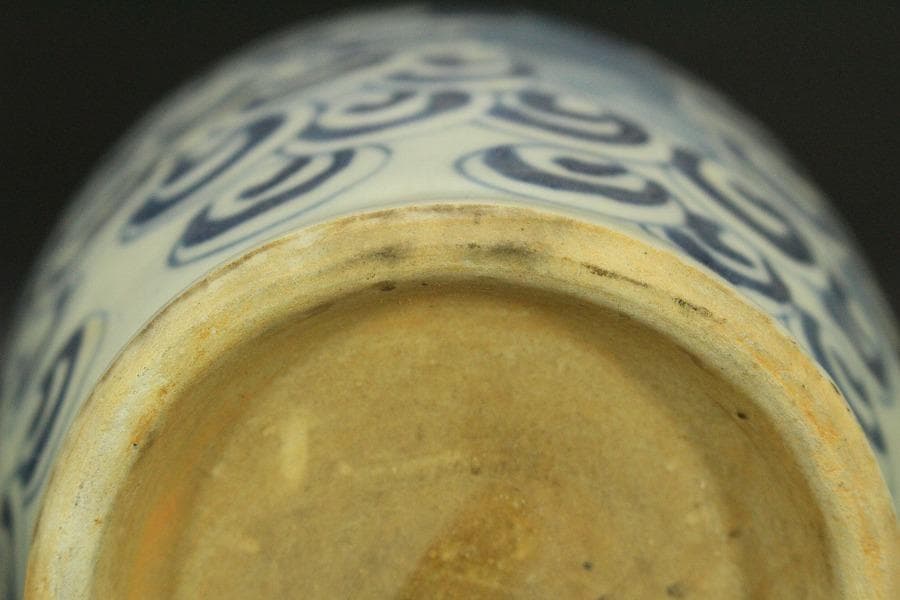 中国美術 青花 龍巻 仙人紋 瓶 高23.5cm(LC139)