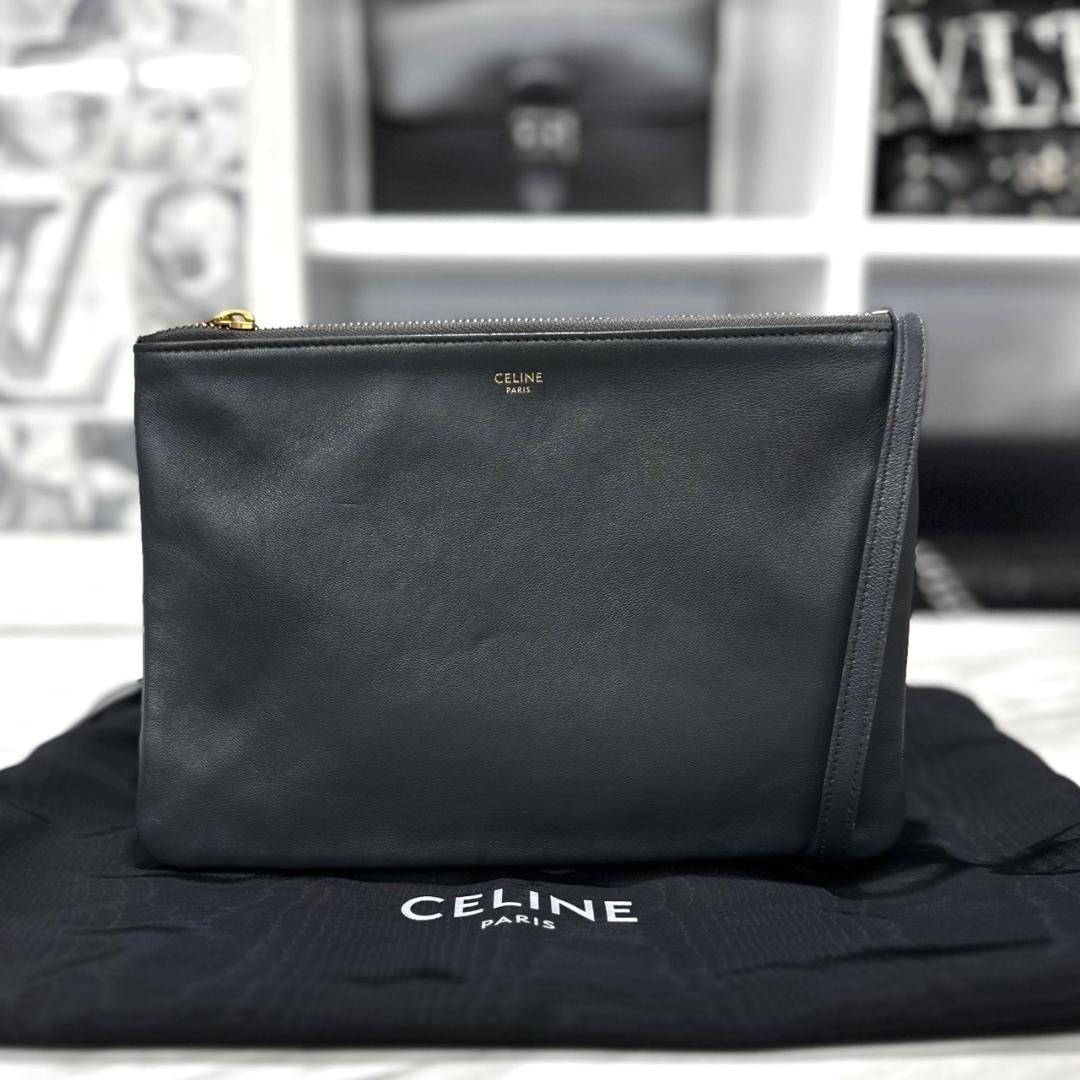 美品☆　セリーヌ　トリオ　ラージ　ダークグレー　ショルダーバッグ　2019年