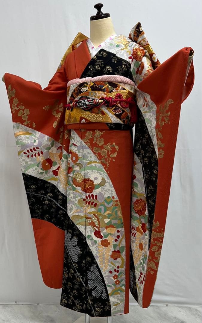 名門藤原織物　振り袖　フルセット　別誂長襦袢付　金駒刺繍　絞り　袋帯　701