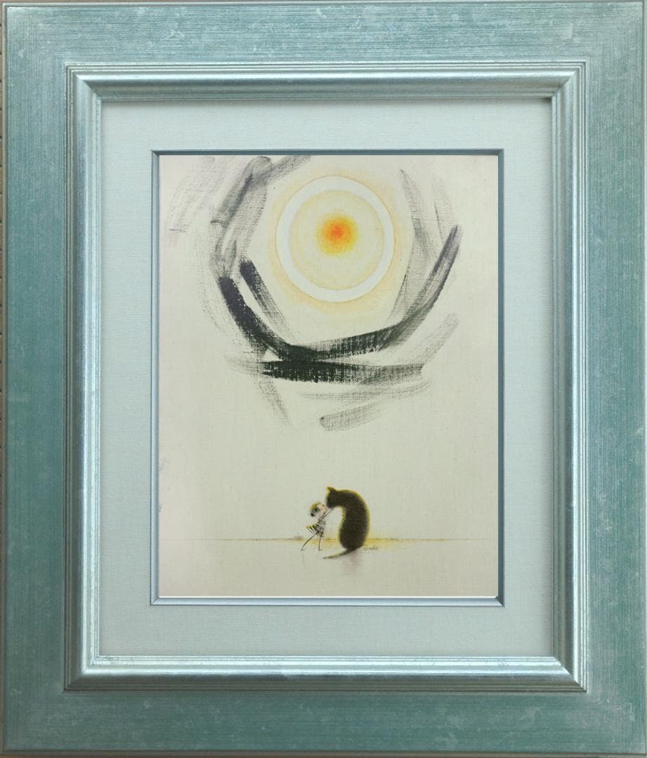 油絵 菅家令子 絵 絵画 インテリア F3-092018 可愛い子犬 猫と女の子