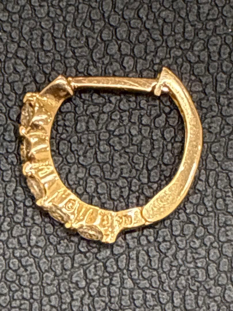 K14 フープピアス 14金 クリアストーン ゴールド 両耳