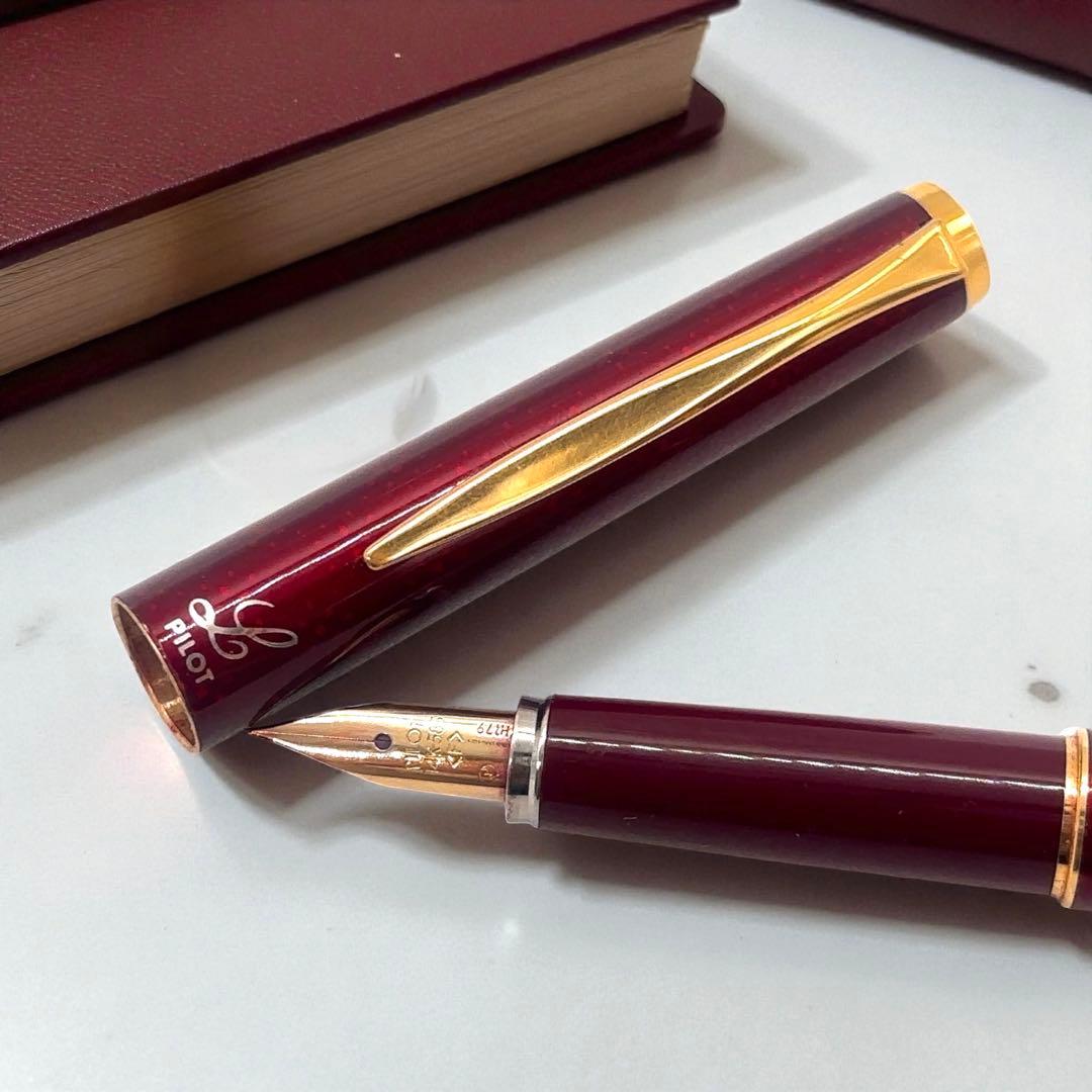 【初期型+美品】PILOT パイロット レディー 万年筆 メタリックレッド