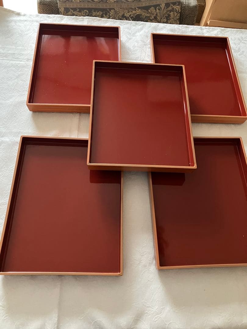 未使用❤️デリカバッド 漆塗り両目使い 5脚セット お正月 雛祭り 行事膳