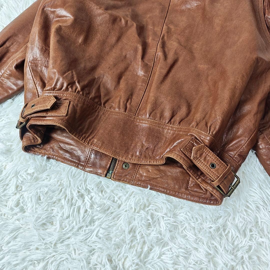 【高級】VINTAGE イタリア製 ラムレザー 短丈 ジャケット メンズ 46