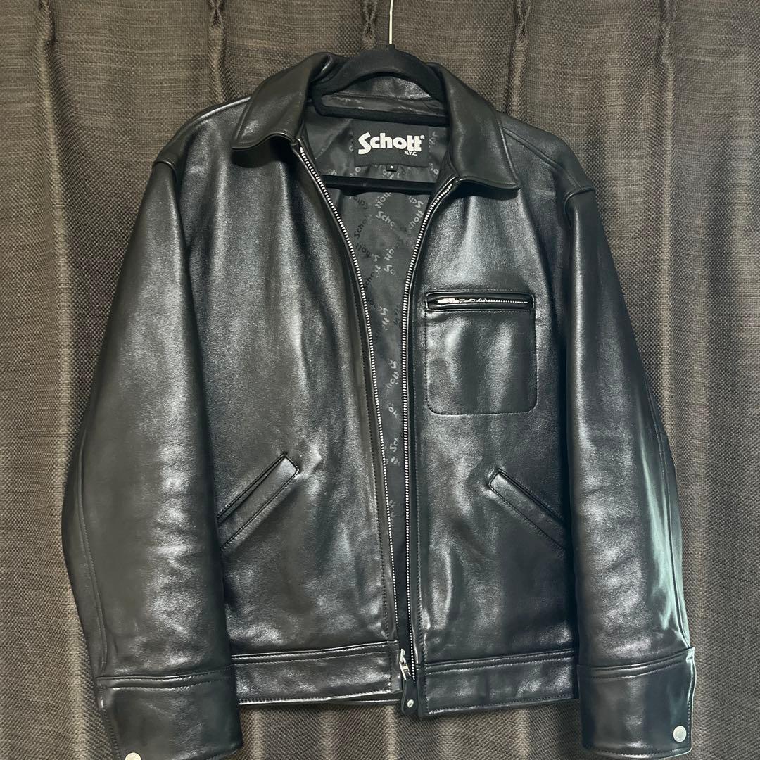 【美品】Schott ブラック レザー シングルライダースジャケット S