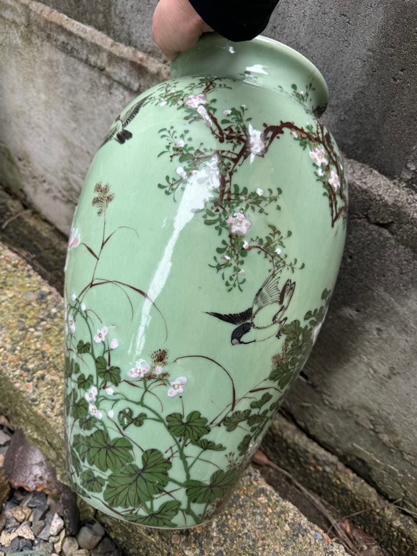‼️sora‼️リサイクルFORT必見‼️瀬戸焼の名品級‼️花鳥図の大花瓶‼️