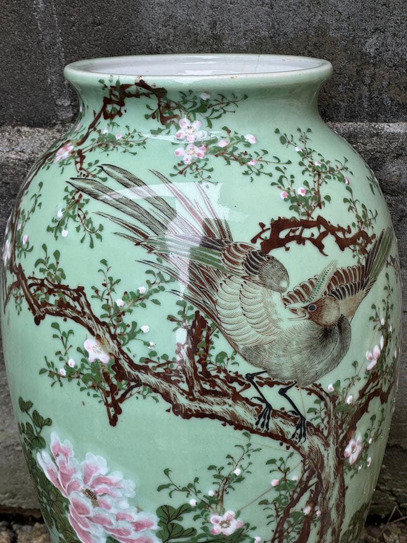 ‼️sora‼️リサイクルFORT必見‼️瀬戸焼の名品級‼️花鳥図の大花瓶‼️