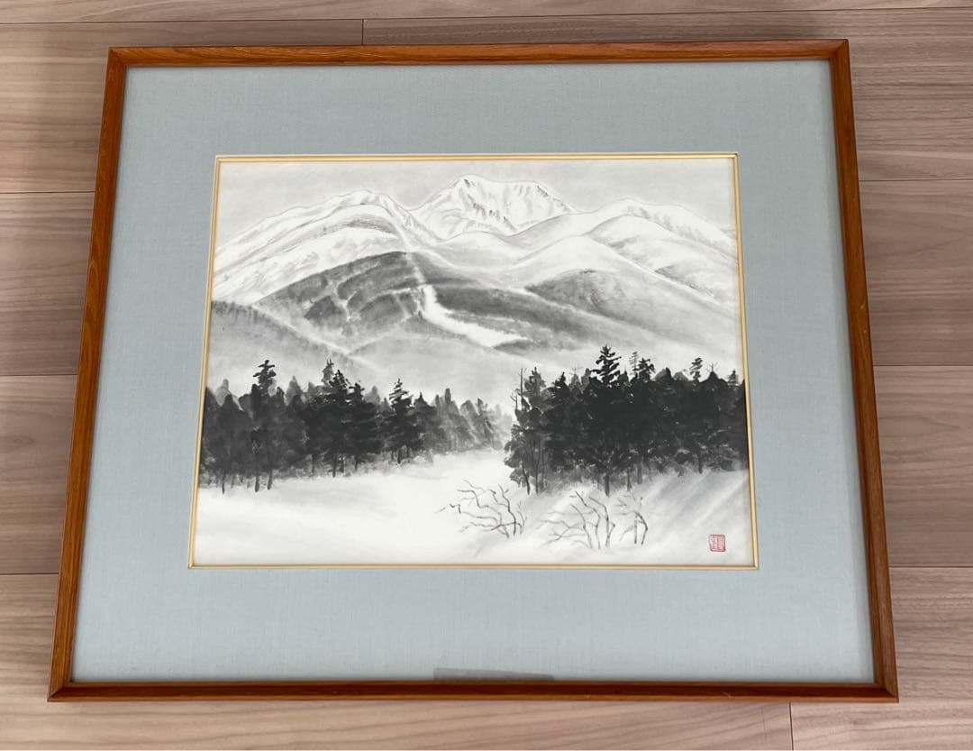 墨絵　額縁入り