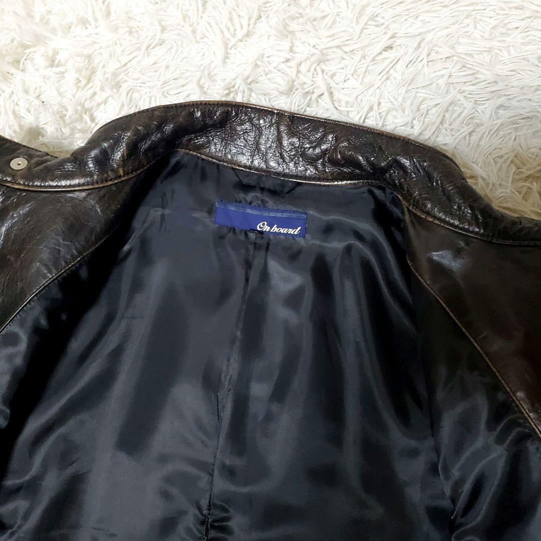 上質 ON BOARD 水牛革 バッファロー XL シングルライダース 本革 黒