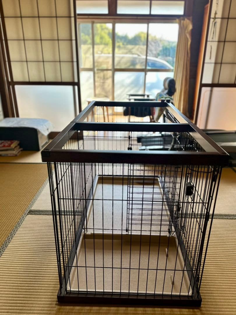 大型犬用ダークブラウンペットサークル