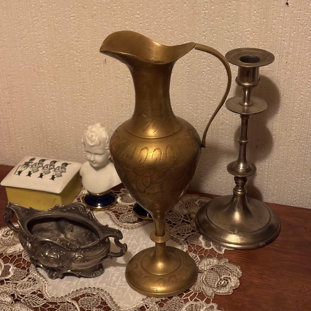 真鍮製 水差し 花瓶 ピッチャー フランス アンティークブロンズ ヴィンテージ