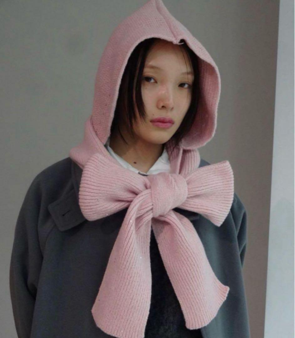 FEKETEラメフーディーマフラー ピンク