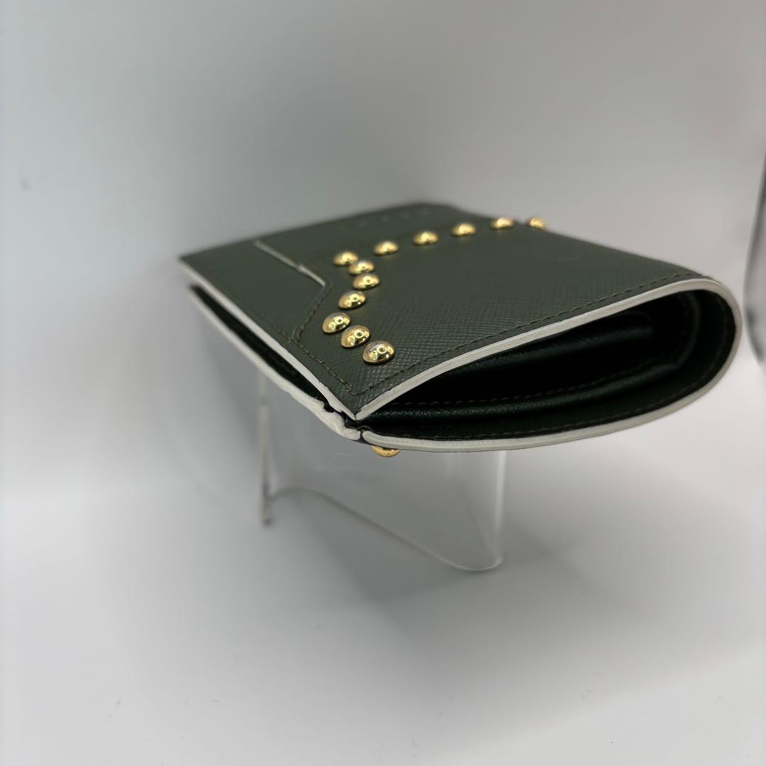 MARNI 二つ折り財布　スタッズ　グリーン　コンパクトウォレット　財布　緑