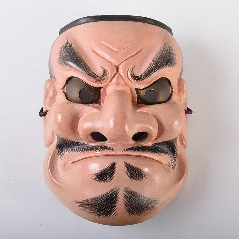 能面　能楽　雅楽　木彫　小べし見　時代箱付　M　R8711