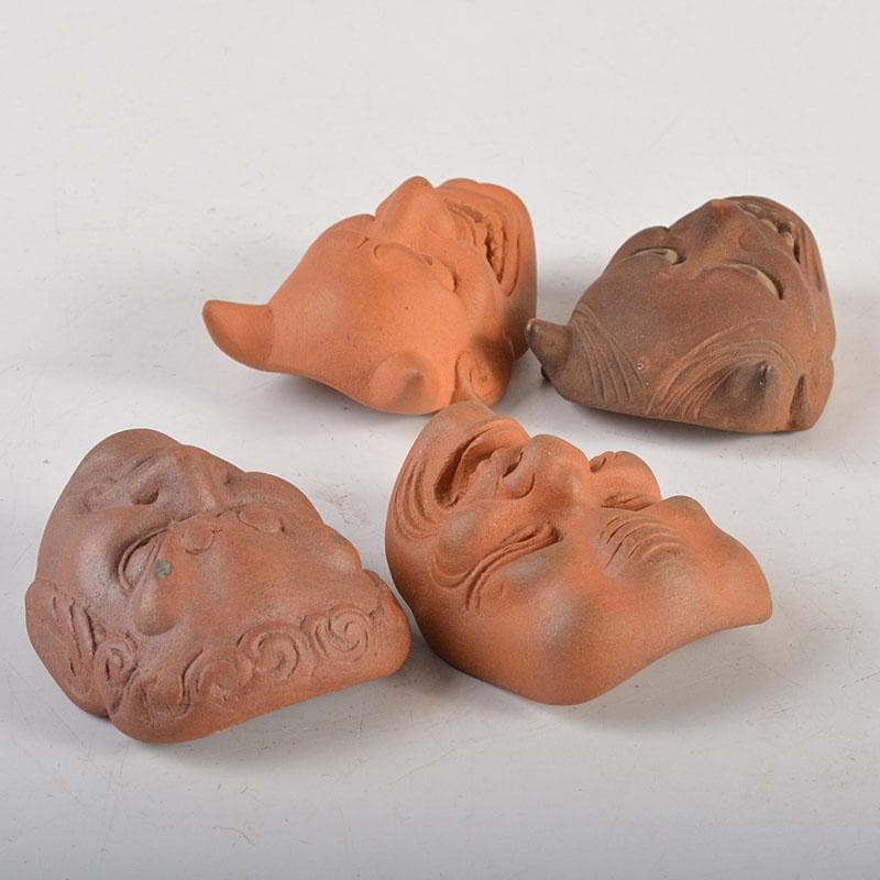 時代提げ物　朱泥　獣骨　面根付　在銘あり　7点まとめて　C　6714