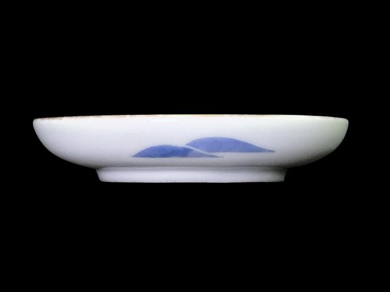 古伊万里　染付　山村に鳥　朝顔の図　３寸皿　豆皿　手塩皿　E595AS-CUc
