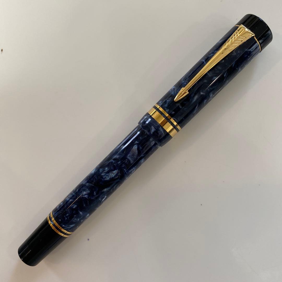 パーカー万年筆 デュオフォールド ブルーマーブル　ペン先18金750F