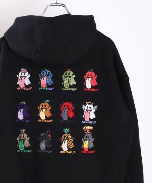 正規品⭐新品・GRAF&WU・グラフアンドウー・ゴースト12刺繍プルパーカーXL