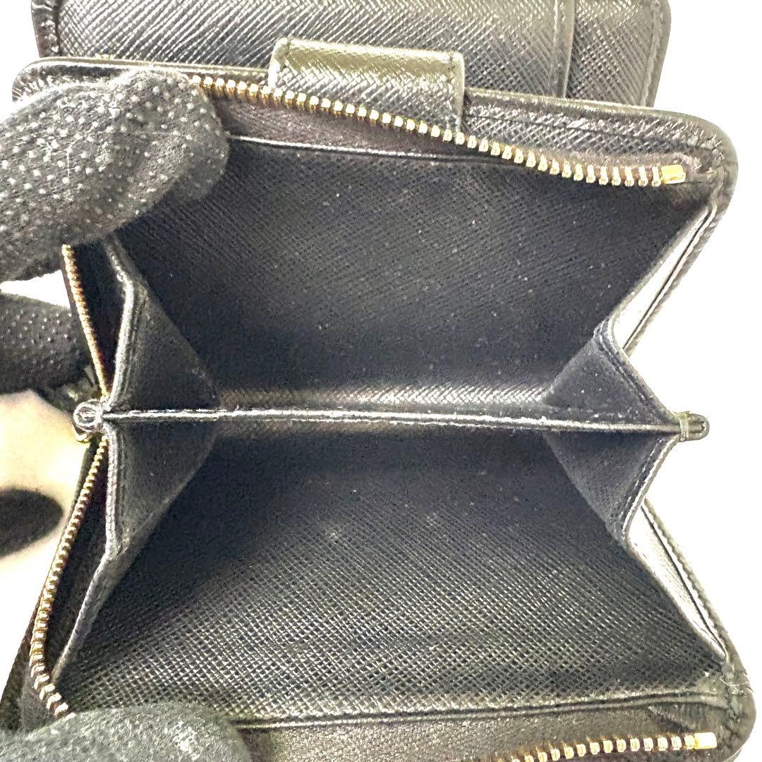 極美品✨プラダ 折り財布 サフィアーノメタル ロゴ レザー ブラック