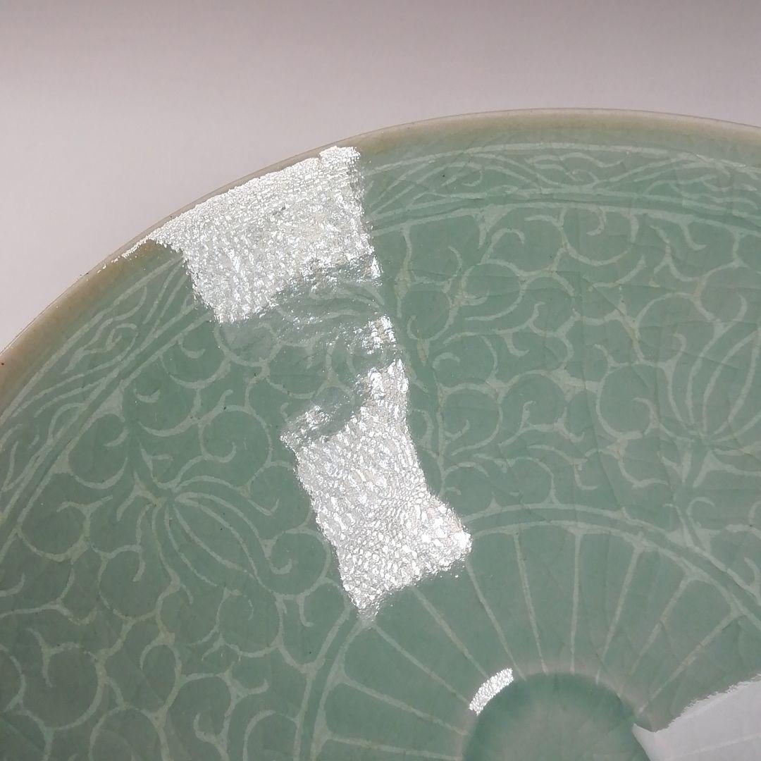 Ｔ９７７　茶碗　『高麗青磁茶碗』『青珍　梁命煥 作』　共箱　抹茶碗　茶道具