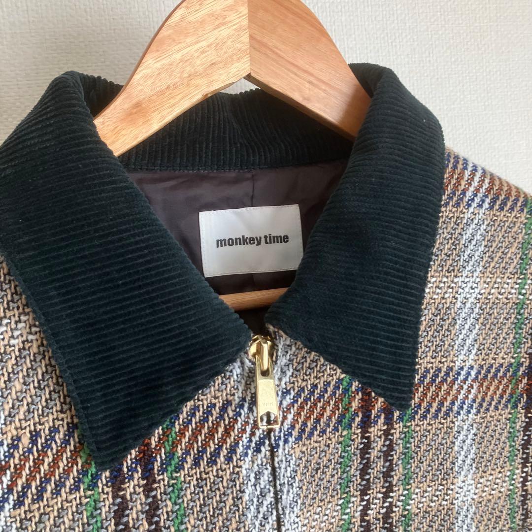 Monkey time　チェック　デザイン　ジャケット　ジップアップ　L
