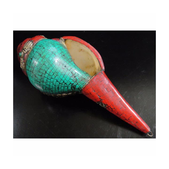 ◆チベット密教法具　法螺貝（シャンカ）羯磨（カツマ）A