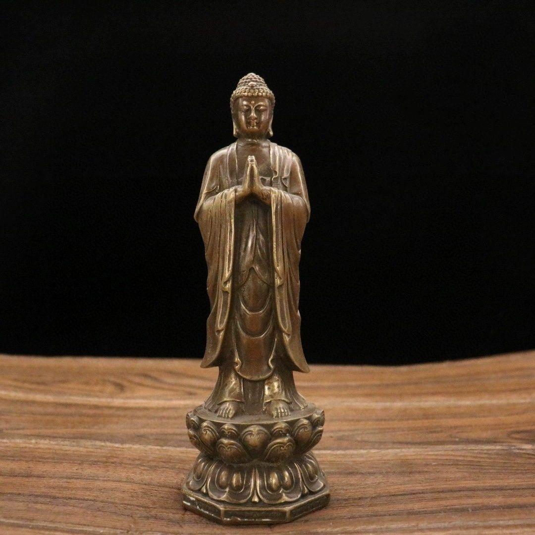 仏像 仏教美術 如来仏陀立像 仏堂供養 駅蓮仏 銅製品 工芸品 置物