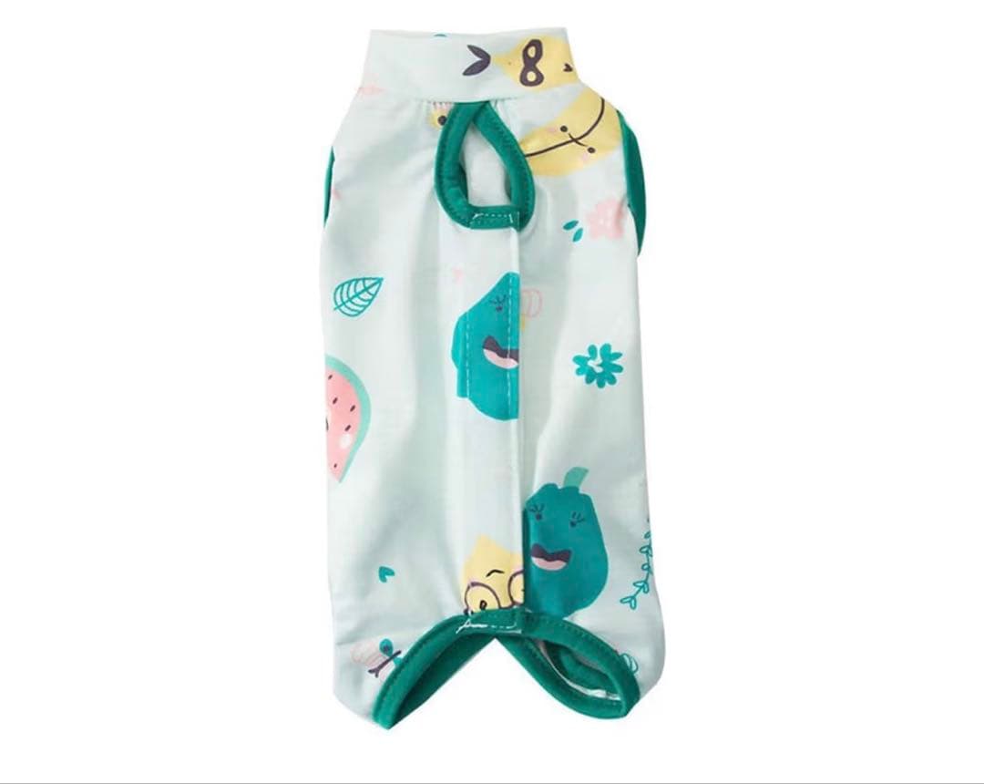 【新品】猫 術後服回復スーツ 通気性抜群 舐め防止 ジャンプスーツ型グリーンXL