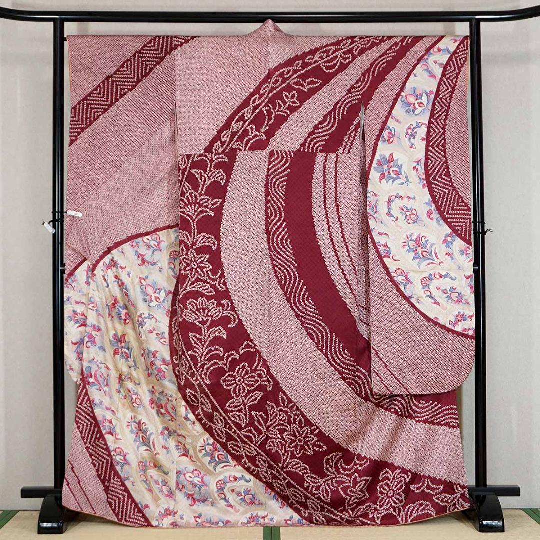 165-170cm　LLサイズ　渋紫　正絹振袖　長じゅばんセット　　a202