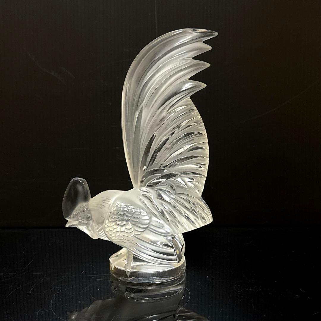 LALIQUE クリスタル 鶏 コックナン カーマスコット 置物 サイン入