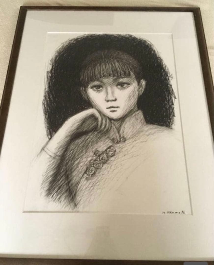 ■東急百貨店吉祥寺店購入　『岡本半三』　鉛筆画１５号　圧巻 デッサン力です