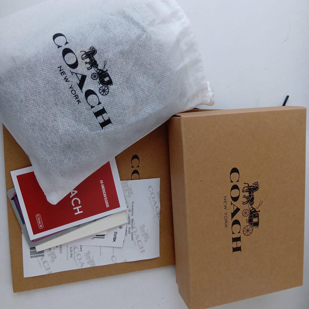 ✨️COACH ブラック シグネチャー✨️　二つ折り財布　保存袋＆お箱付き