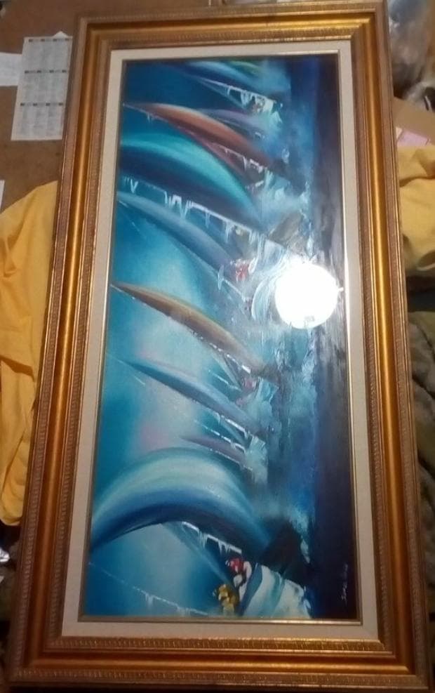 ビクトールスパン　真作ヨットレース油彩変形40号