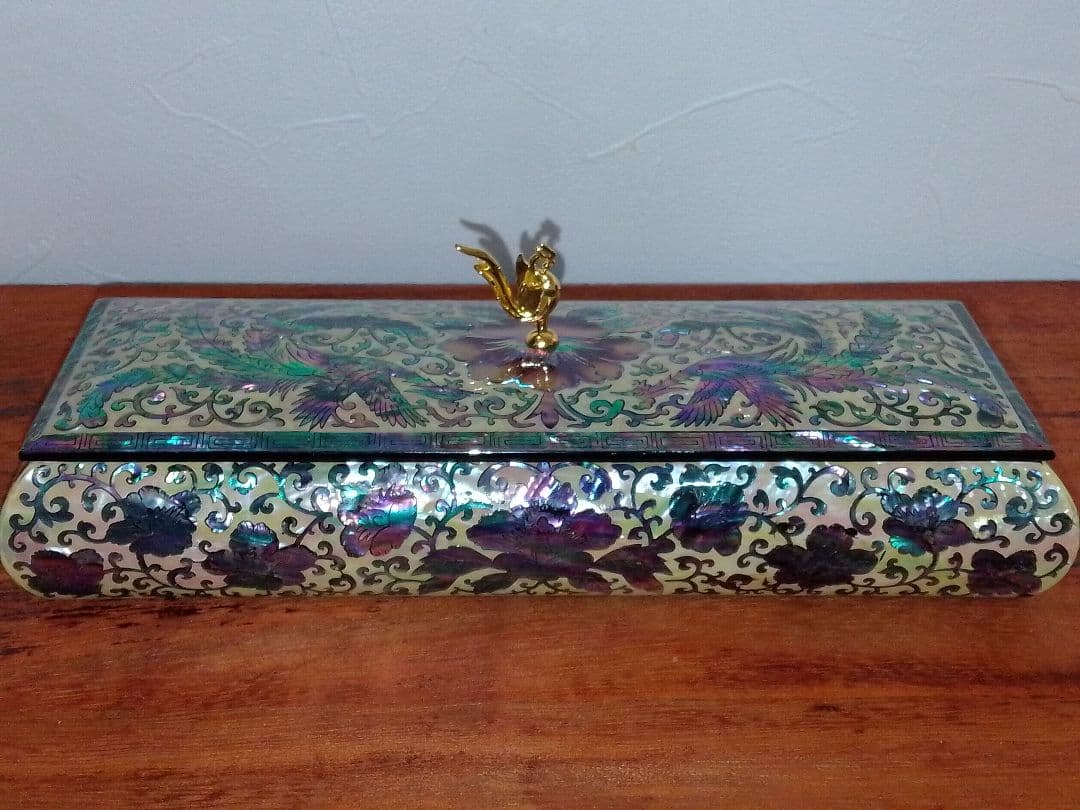 伝統工芸 螺鈿 らでん 牡丹文様 手作り宝石箱