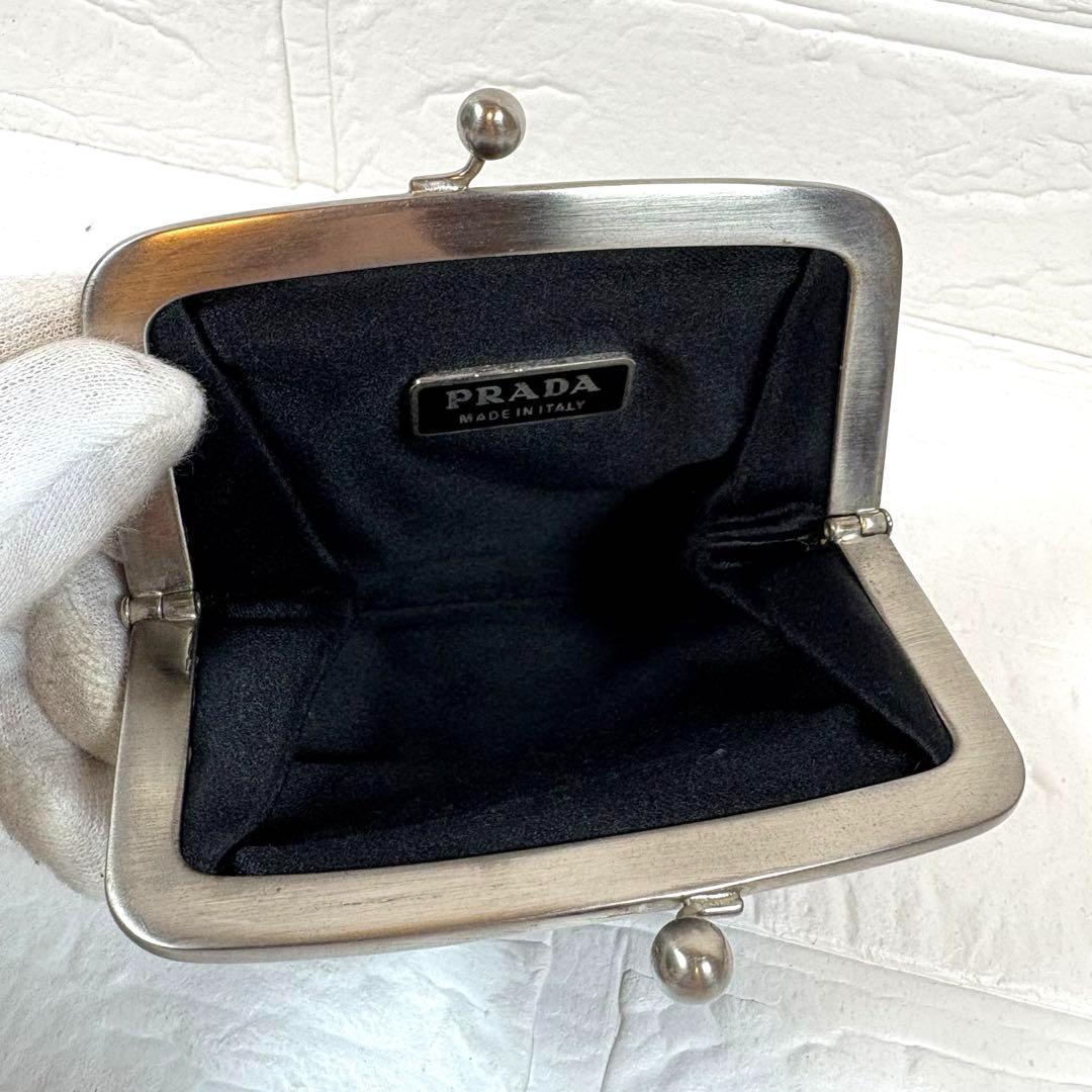 ㉔PRADA プラダ がま口 レザー ケース ブラック
