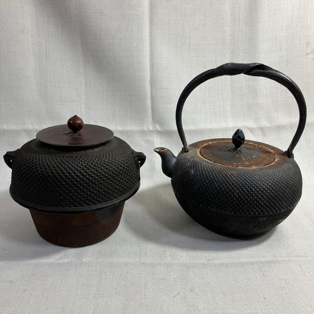2点セット 南部 鉄瓶 風炉釜 茶釜 鉄製
