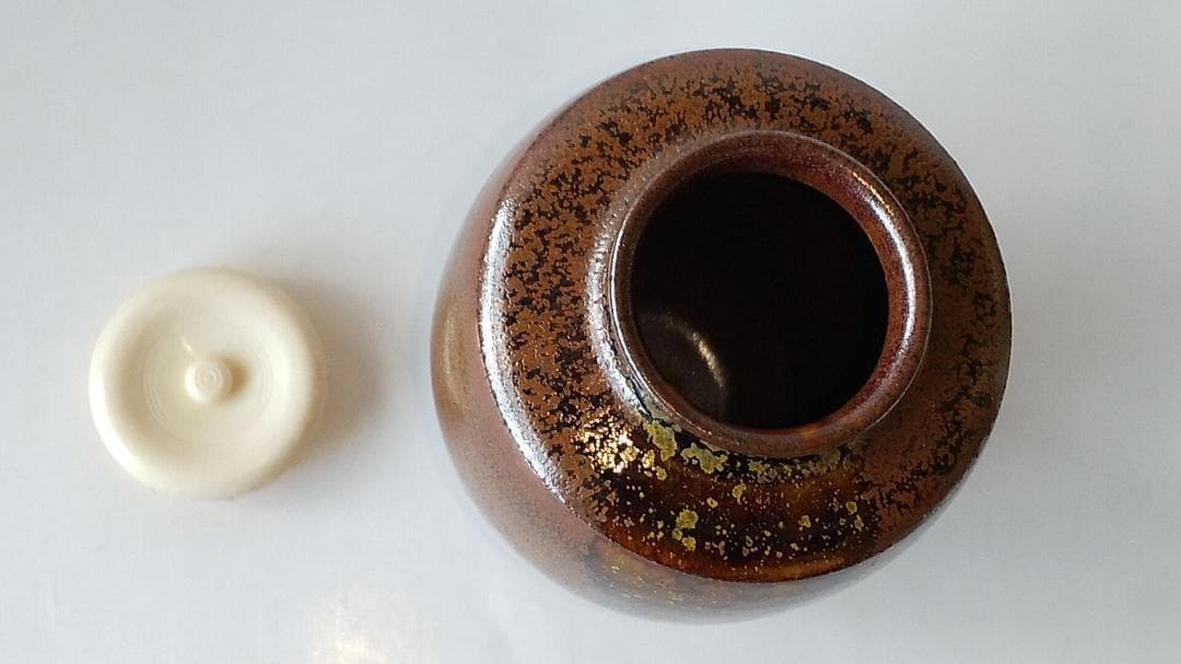笹田仁史 作 肩衝茶入 仕覆 花莵金襴 茶道具 共箱 京焼 茶入 新品 未使用品