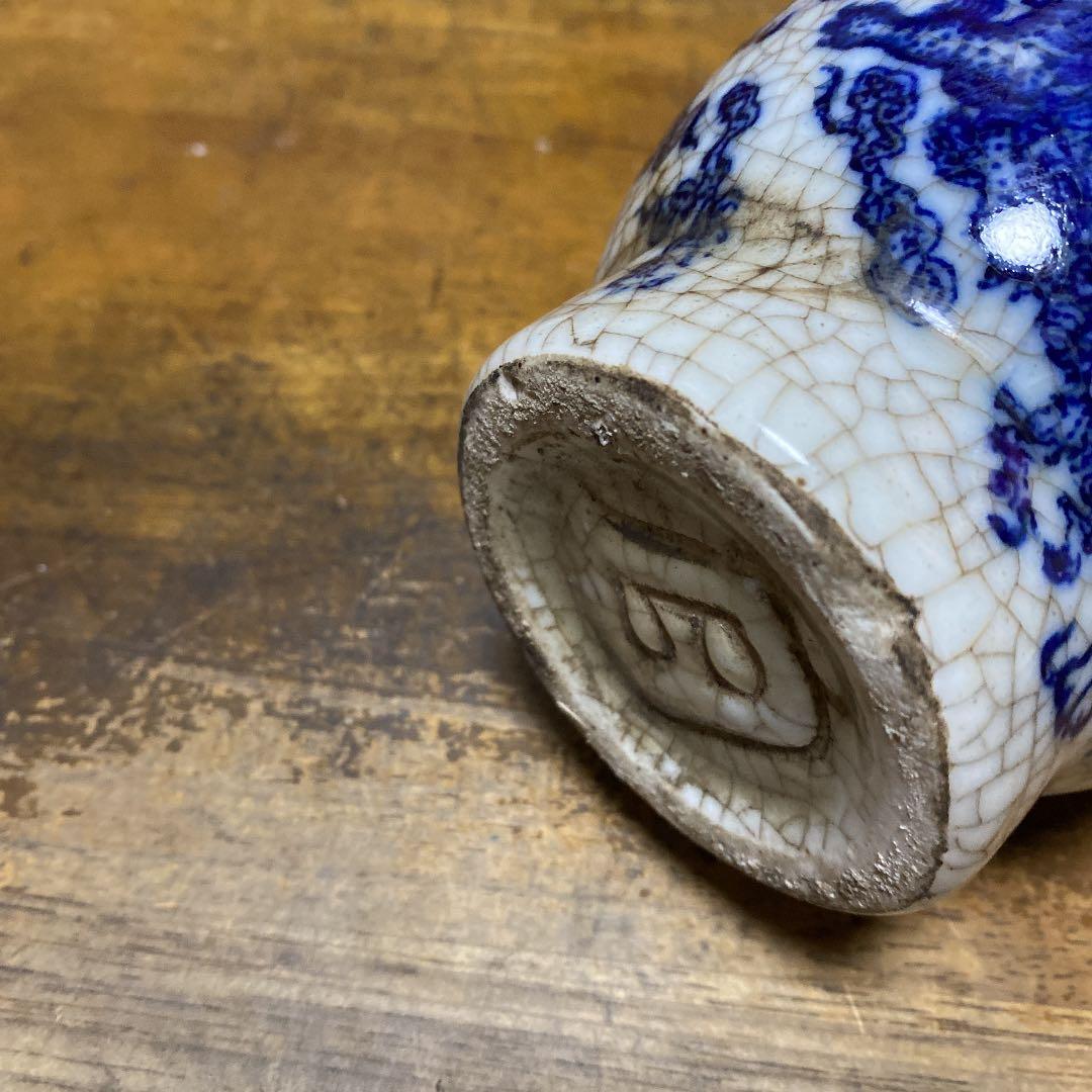 中国唐獅子親子図花瓶