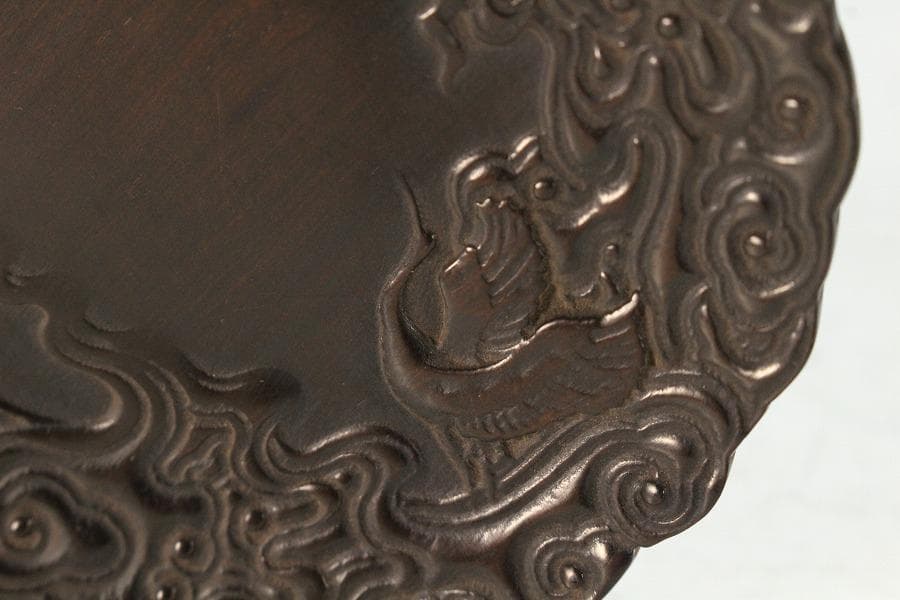 紫檀 雲鶴 細密彫刻 小皿 五枚(K-A719)