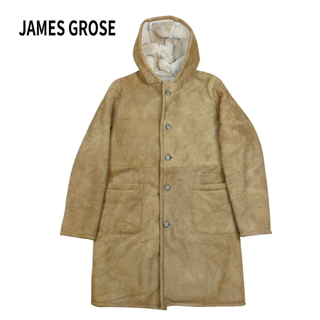 JAMES GROSE ムートン レザー コート ロング 裏ボア キャメル 38
